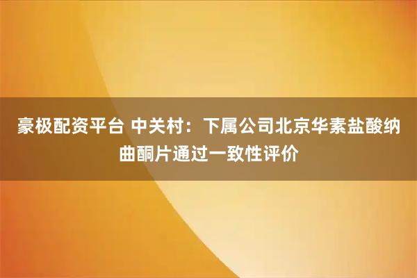 豪极配资平台 中关村：下属公司北京华素盐酸纳曲酮片通过一致性评价